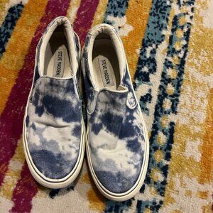 Steve Madden Blue White Tie-Dye Slip On Sneakers Size 7.5